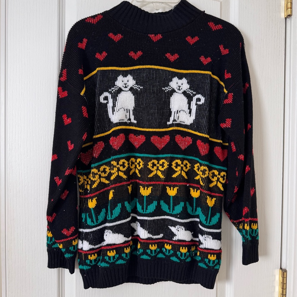 Vintage Adele Knitwear cat novelty sweater - no size tag